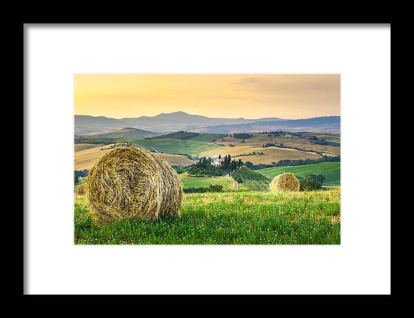 Center Italy Framed Print featuring the photograph Tuscany morning #3 by Stefano Termanini