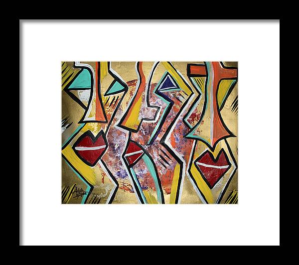 Faces Framed Print featuring the painting Untitled #10 by Artista Elisabet
