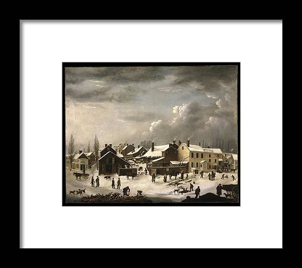 Francis Guy (american Framed Print featuring the painting Winter Scene in Brooklyn by Francis Guy