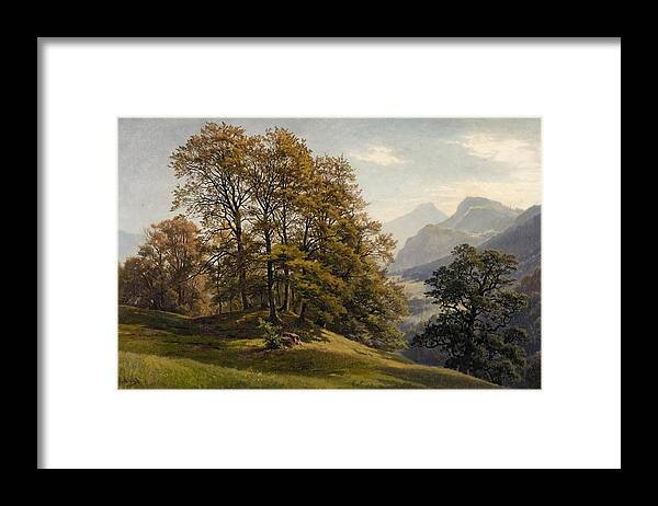 Wooded Landscape Framed Print featuring the painting Wooded Landscape by MotionAge Designs