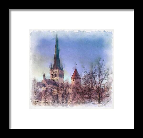 Yury Bashkin Old Tallinn Estonia City Framed Print featuring the mixed media Yury Bashkin Tallinn #3 by Yury Bashkin