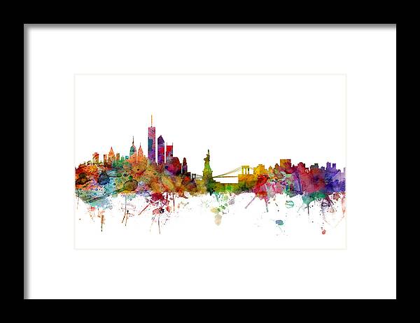 United States Framed Print featuring the digital art New York Skyline by Michael Tompsett