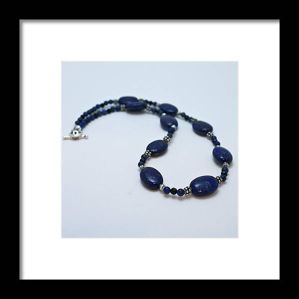 Homemade Framed Print featuring the jewelry 3553 Lapis Lazuli Necklace and Earrings Set by Teresa Mucha