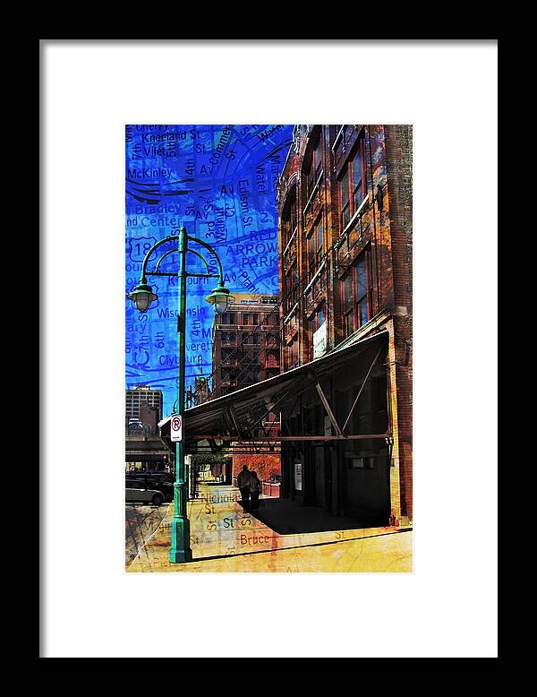 Fusion Foto Art Framed Print featuring the digital art 3rd Ward Awning Abstract Map by Anita Burgermeister