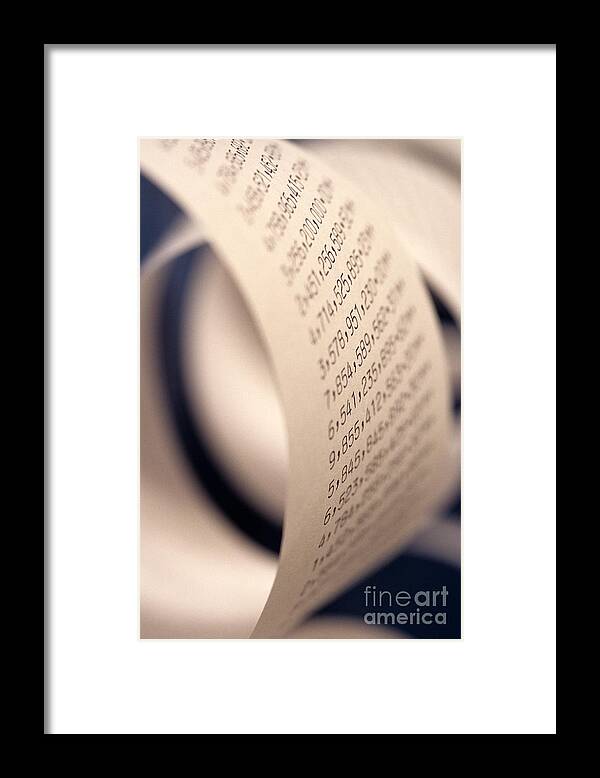 Adding Machine Tape Framed Print featuring the photograph Adding Machine Tape abstract #4 by Jim Corwin