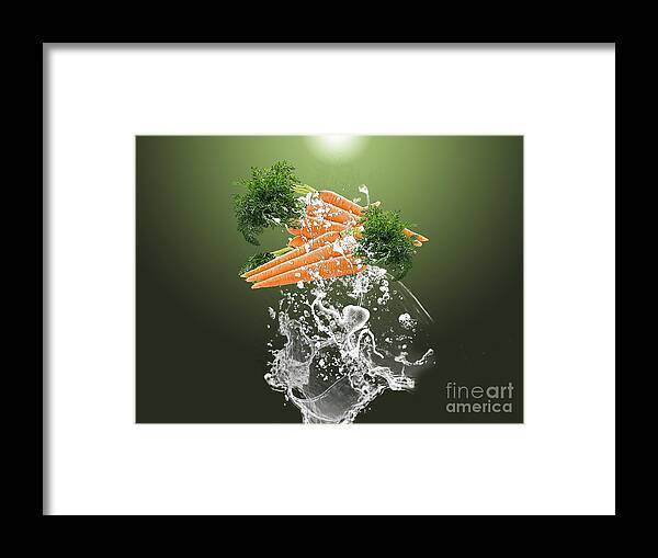 Carrot Art Framed Print featuring the mixed media Carrot Splash #4 by Marvin Blaine