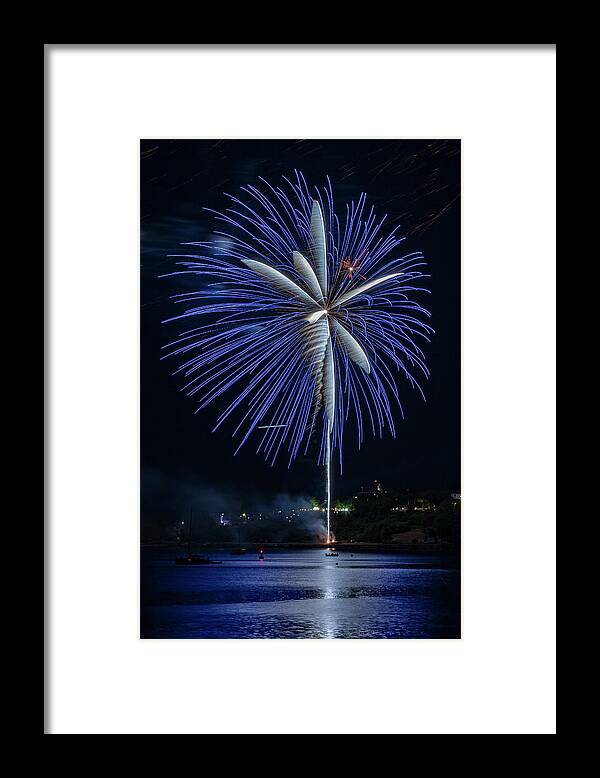 Maine Framed Print featuring the photograph Fireworks over Portland, Maine #4 by Colin Chase