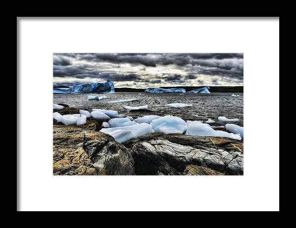 Ocean Framed Print featuring the photograph Icebergs at St. Anthony #4 by Steve Hurt