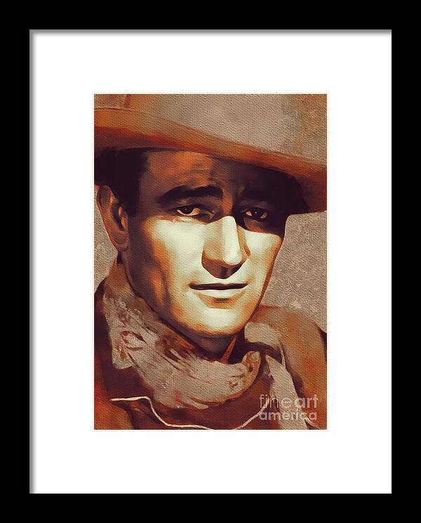 John Framed Print featuring the painting John Wayne, Hollywood Legend #4 by Esoterica Art Agency