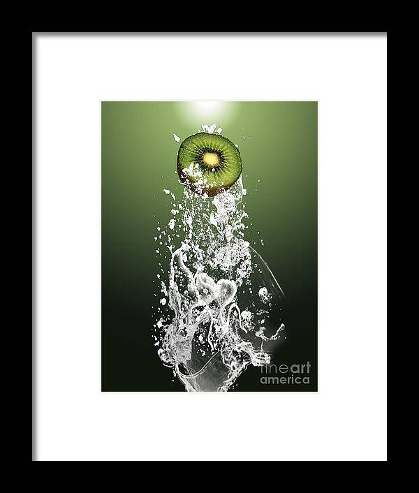 Kiwi Framed Print featuring the mixed media Kiwi Splash #4 by Marvin Blaine