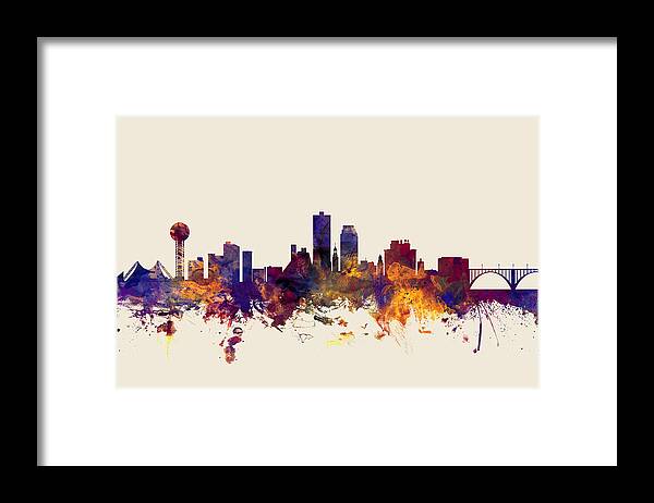 United States Framed Print featuring the digital art Knoxville Tennessee Skyline #4 by Michael Tompsett