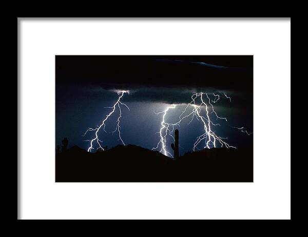 Landscape Framed Print featuring the photograph 4 Lightning Bolts Fine Art Photography Print by James BO Insogna