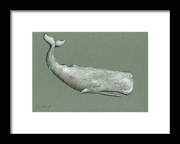 Moby Dick Framed Print featuring the painting Moby dick the White sperm whale #4 by Juan Bosco