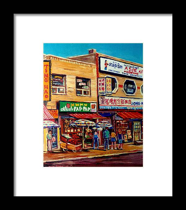 Montreal China Town Framed Print featuring the painting Montreal Paintings #4 by Carole Spandau