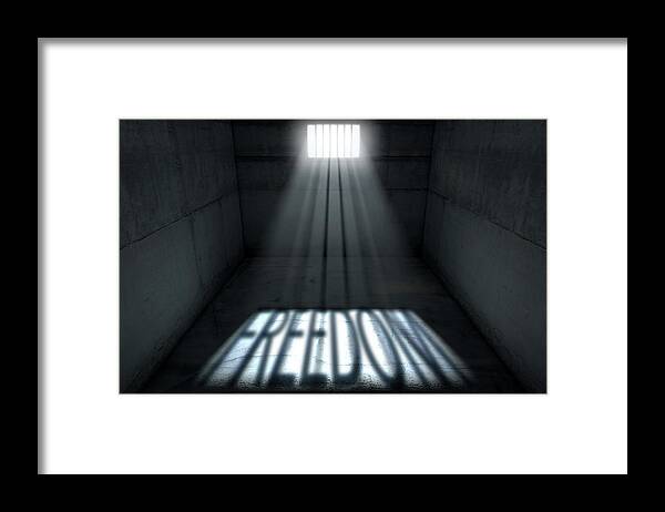Freedom Framed Print featuring the digital art Sunshine Shining In Prison Cell Window #4 by Allan Swart