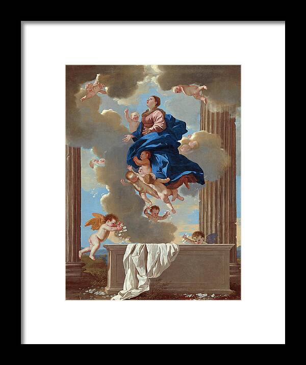 Nicolas Poussin Framed Print featuring the painting The Assumption of the Virgin #6 by Nicolas Poussin