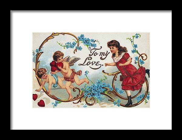1910 Framed Print featuring the photograph Valentines Day Card #4 by Granger