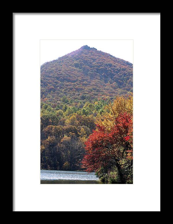 Lake Framed Print featuring the photograph View of Abbott Lake and Sharp Top in autumn #4 by Emanuel Tanjala