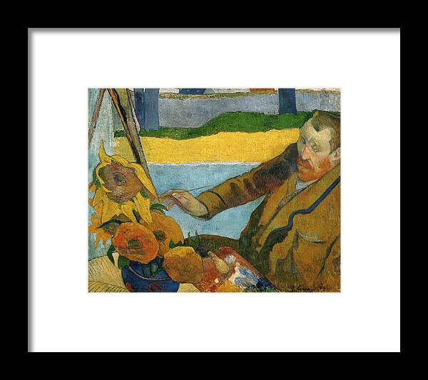 Paul Gauguin Framed Print featuring the painting Vincent Van Gogh Painting Sunflowers #3 by Paul Gauguin