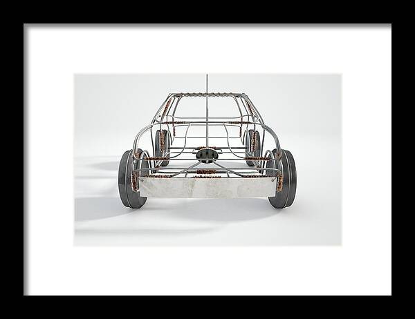 Wire Car Framed Print featuring the digital art Wire Car #4 by Allan Swart