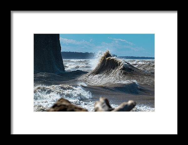 Lake Framed Print featuring the photograph Lake Erie Waves #41 by Dave Niedbala