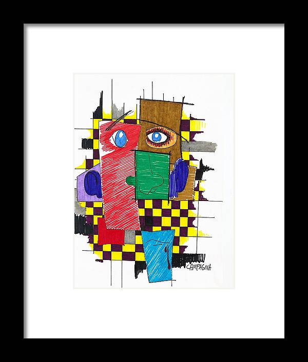 Artist Marker Framed Print featuring the drawing Untitled #41 by Teddy Campagna