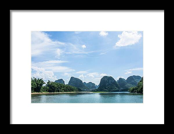 River Framed Print featuring the photograph Lijiang River and karst mountains scenery #42 by Carl Ning