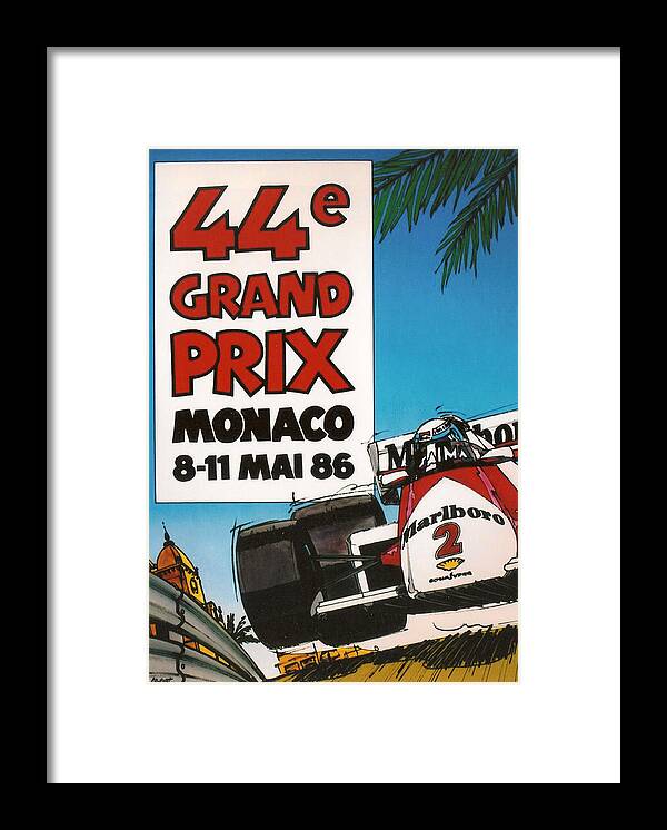 Monaco Grand Prix Framed Print featuring the digital art 44th Monaco Grand Prix 1986 by Georgia Clare