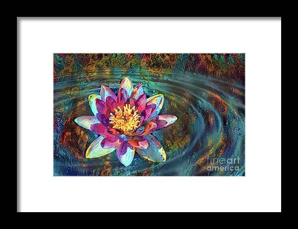 Aquatic Plant Framed Print featuring the digital art Jeweled Water Lilies #48 by Amy Cicconi