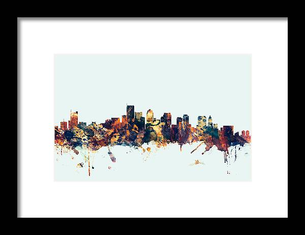 United States Framed Print featuring the digital art Boston Massachusetts Skyline #5 by Michael Tompsett