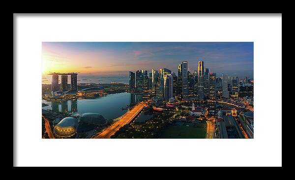 Singapore Framed Print featuring the photograph Cityscape of Singapore city #5 by Anek Suwannaphoom