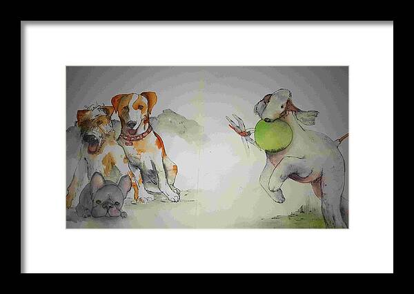 Dogs Framed Print featuring the painting For love of a dog album #5 by Debbi Saccomanno Chan