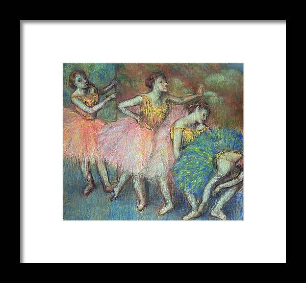 Degas Framed Print featuring the pastel Four Dancers by Edgar Degas