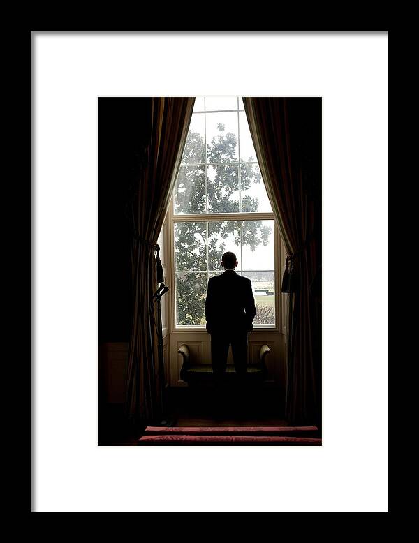 History Framed Print featuring the photograph President Barack Obama Looks #5 by Everett