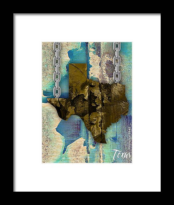 Texas Art Framed Print featuring the mixed media Texas State Map Collection #5 by Marvin Blaine