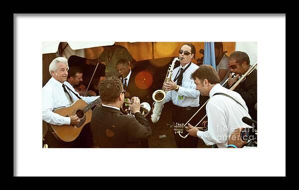 Bonnaroo; Bonnaroo Music Festival; Tickets; Manchester; Tennessee; Photos; Pictures; Photography; Festival; Pics; Band; Backstage; The Del Mccoury Band; Preservation Hall Jazz Band; Del Mccoury; Del Mccoury Band Framed Print featuring the photograph The Del McCoury Band and the Preservation Hall Jazz Band Backstage at Bonnaroo #6 by David Oppenheimer