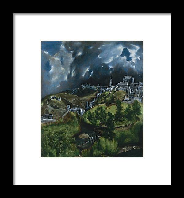 El Greco Framed Print featuring the painting View of Toledo #5 by MotionAge Designs