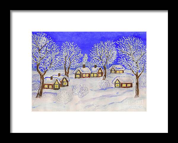 Art Framed Print featuring the painting Winter landscape, painting #5 by Irina Afonskaya