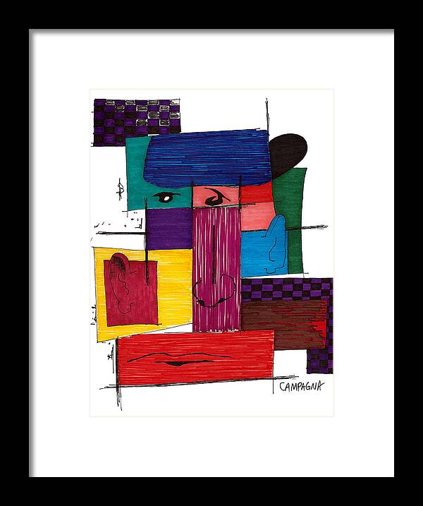 Marker Framed Print featuring the drawing Untitled #53 by Teddy Campagna