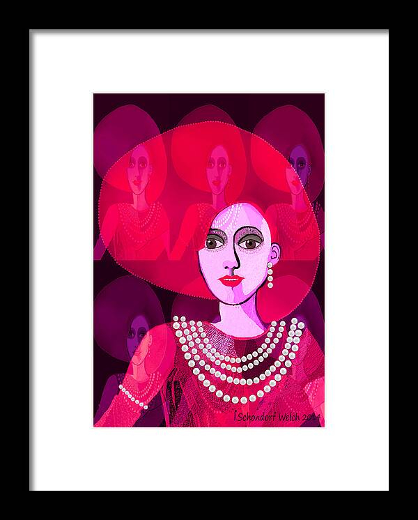 589 Framed Print featuring the digital art 589 Lady Dressed In Dark Pink 2017 by Irmgard Schoendorf Welch