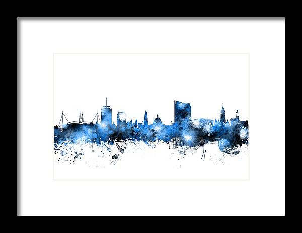 City Framed Print featuring the digital art Cardiff Wales Skyline #6 by Michael Tompsett