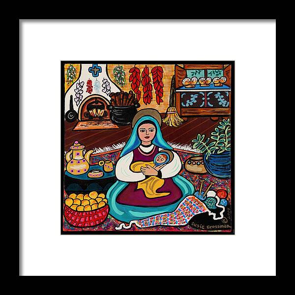 Mary And Infant Jesus Framed Print featuring the painting Kitchen Madonna #8 by Susie Grossman