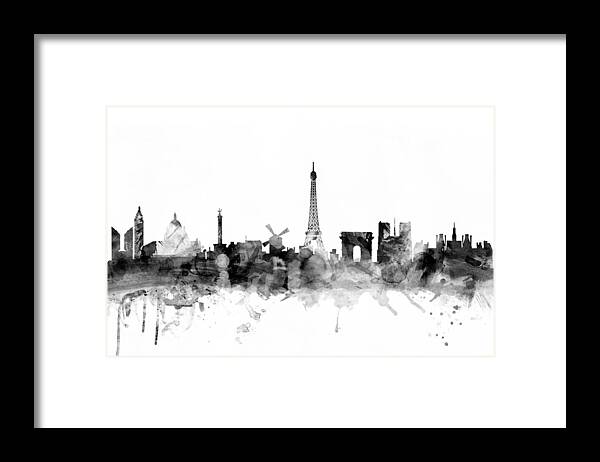 Paris Framed Print featuring the digital art Paris France Skyline #6 by Michael Tompsett