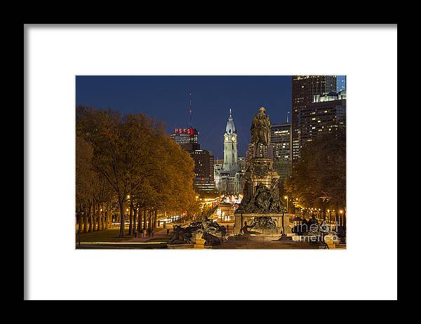 Ben Franklin Parkway Framed Print featuring the photograph Philadelphia Skyline #6 by John Greim