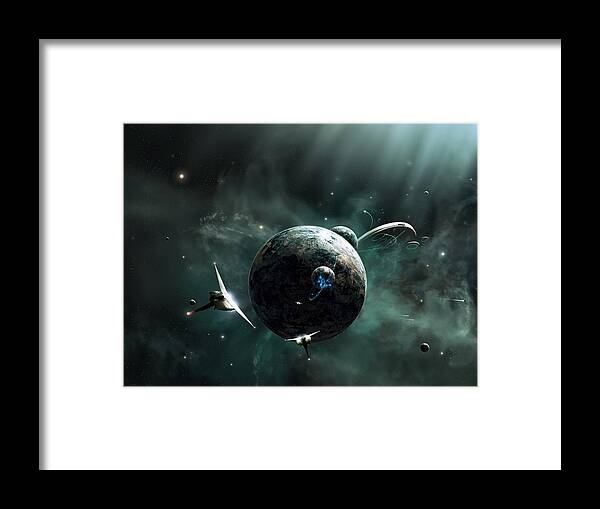 Planets Framed Print featuring the digital art Planets #6 by Maye Loeser