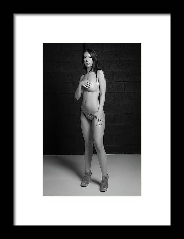 Lingerie Framed Print featuring the photograph Sweater And Heels #6 by La Bella Vita Boudoir