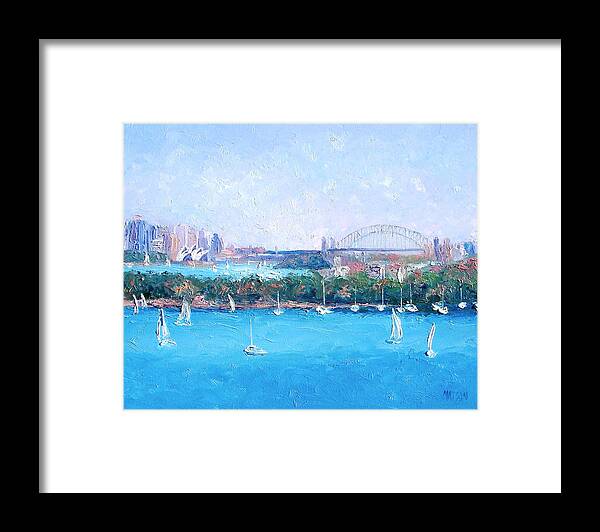 Sydney Harbour Framed Print featuring the painting Sydney Harbour and the Opera House by Jan Matson #3 by Jan Matson