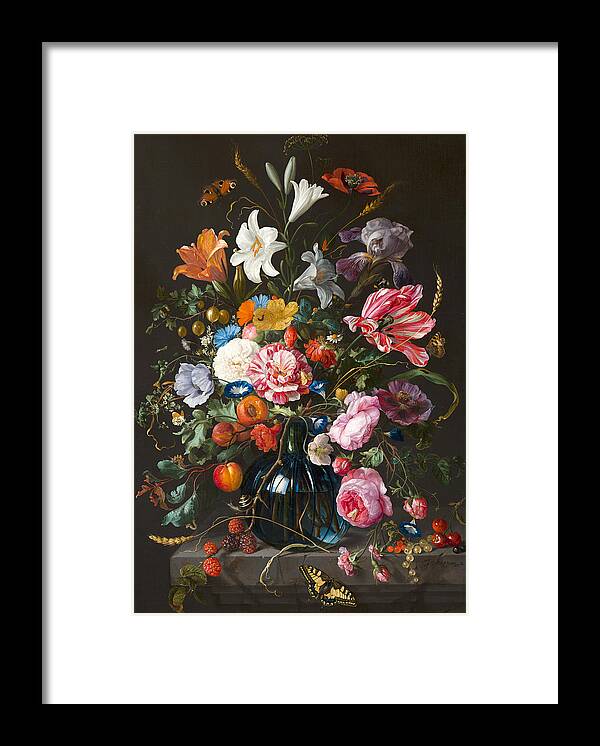 Vase Of Flowers Framed Print featuring the painting Vase of Flowers #6 by Jan Davidsz de Heem