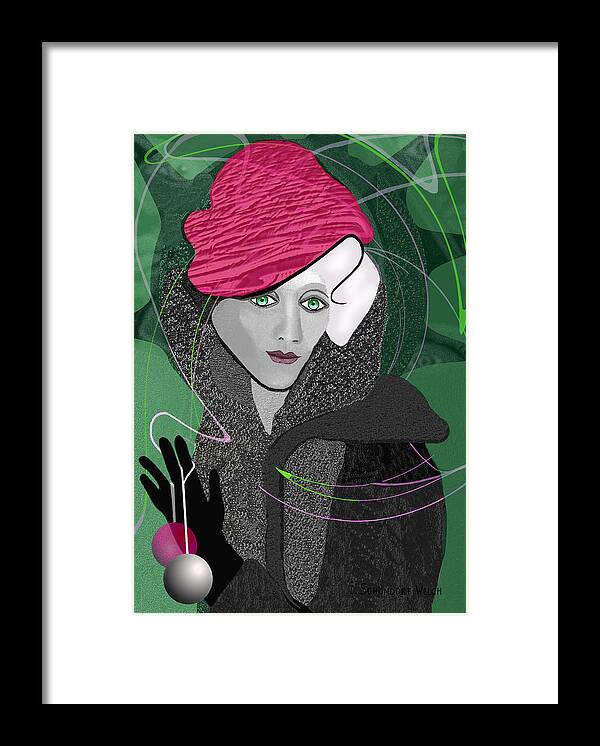 Green Framed Print featuring the painting  692 Decembers Lady A #692 by Irmgard Schoendorf Welch