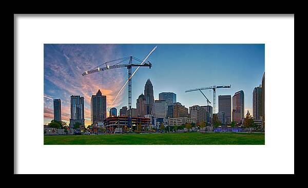 Architecture Framed Print featuring the photograph Charlotte North Carolina Early Morning Sunrise #7 by Alex Grichenko